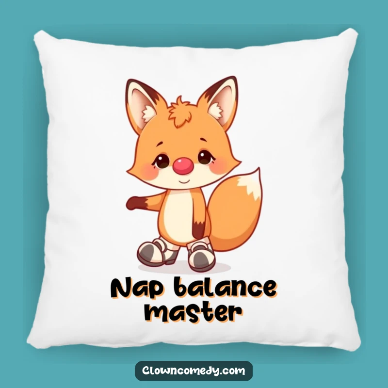 Funny Fox Clown Pillow: Soft Comfort, Cheerful Acrobat Fox, Cozy Humor Accent