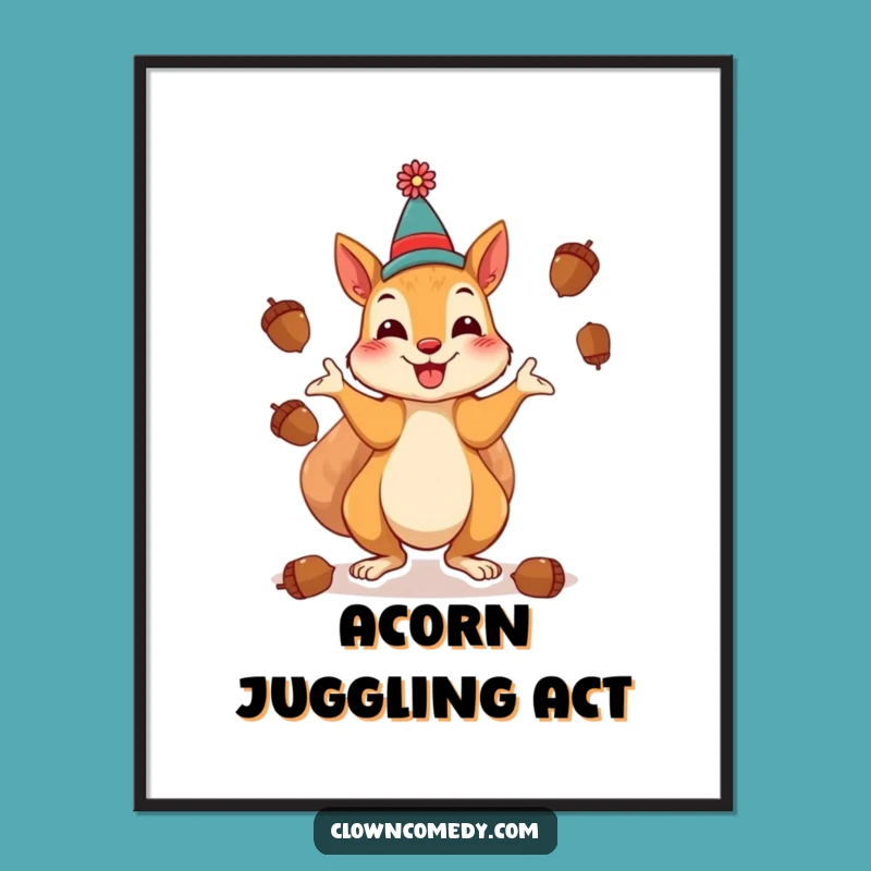 Funny Squirrel Clown Digital Art: Instant Juggling Fun, Creative Funny Gift!
