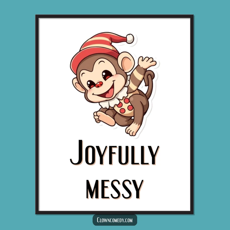 Funny Monkey Clown Poster: Joyful Tumbling Art, Hilarious Wall Decor Funny Gift!