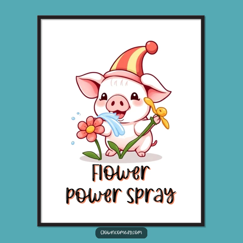 Funny Piglet Clown Poster: Playful Wall Art, Adorable Decor, Hilarious Gift