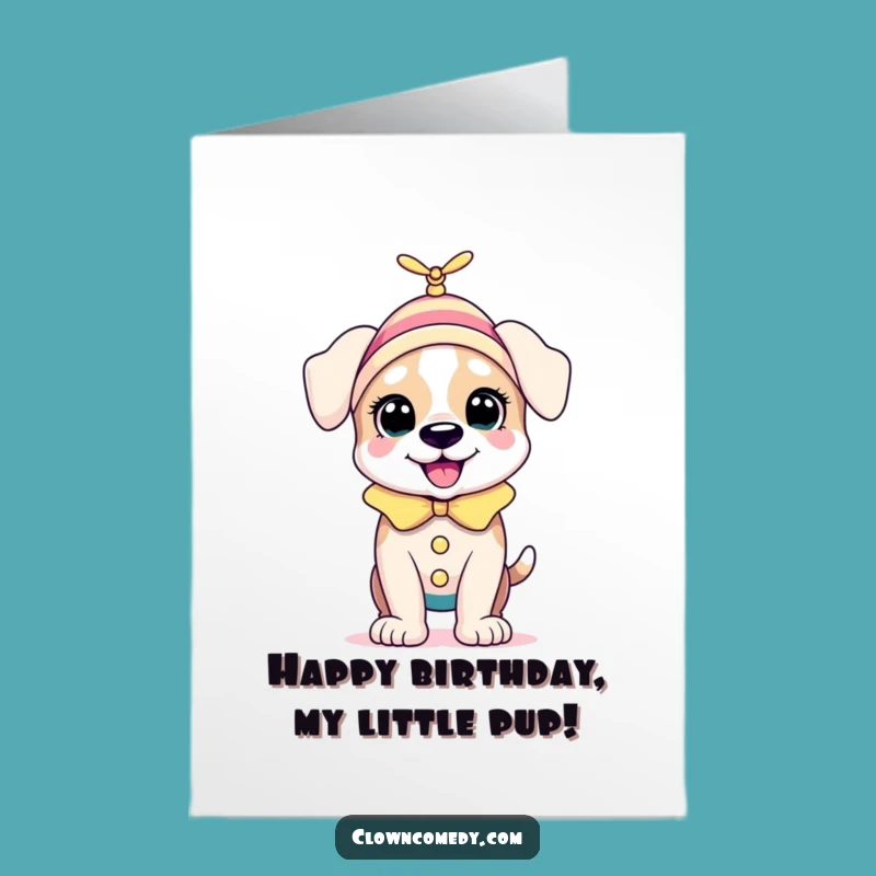 Free Printable Puppy Clown Birthday Card: Spin with Laughter!