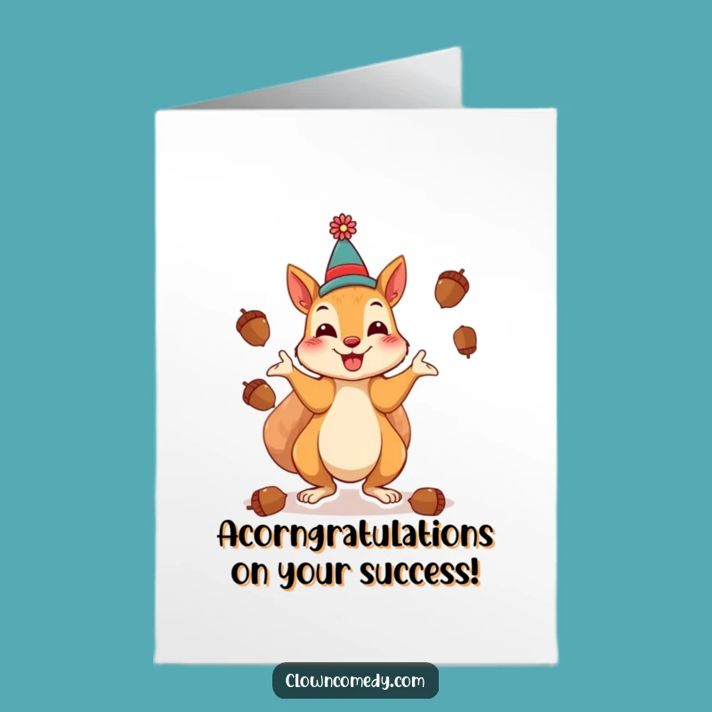 Free Printable Squirrel Clown Congrats Card: Juggling Success & Fun!