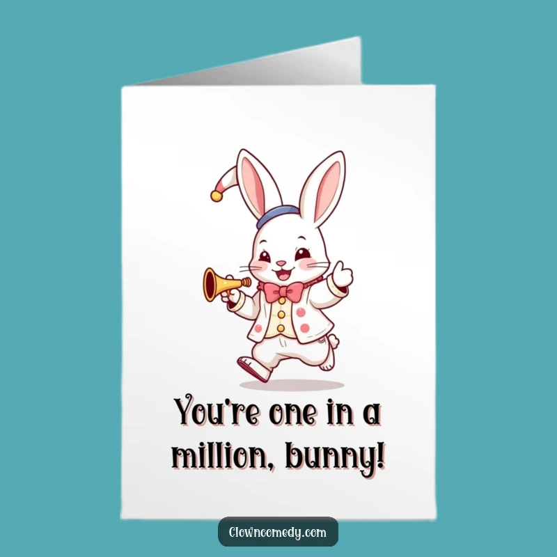Free Printable Bunny Clown Congrats Card: Playful & Funny Downloadable!