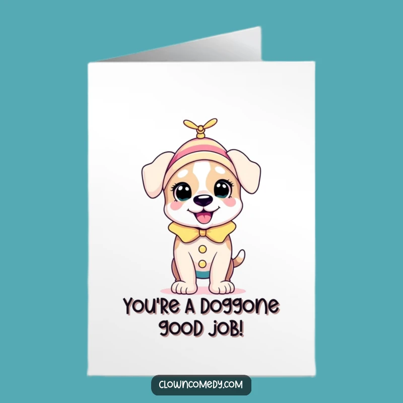 Free Printable Puppy Clown Congrats Card: Spin into Celebration!