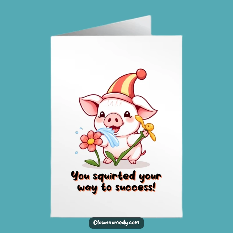 Free Printable Piglet Clown Congrats Card: Funny Downloadable Gift for a Job Well Done