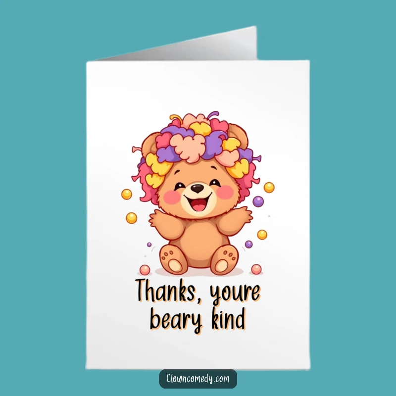 Free Printable Clown Bear Thank You Card - Fun Downloadable Gift