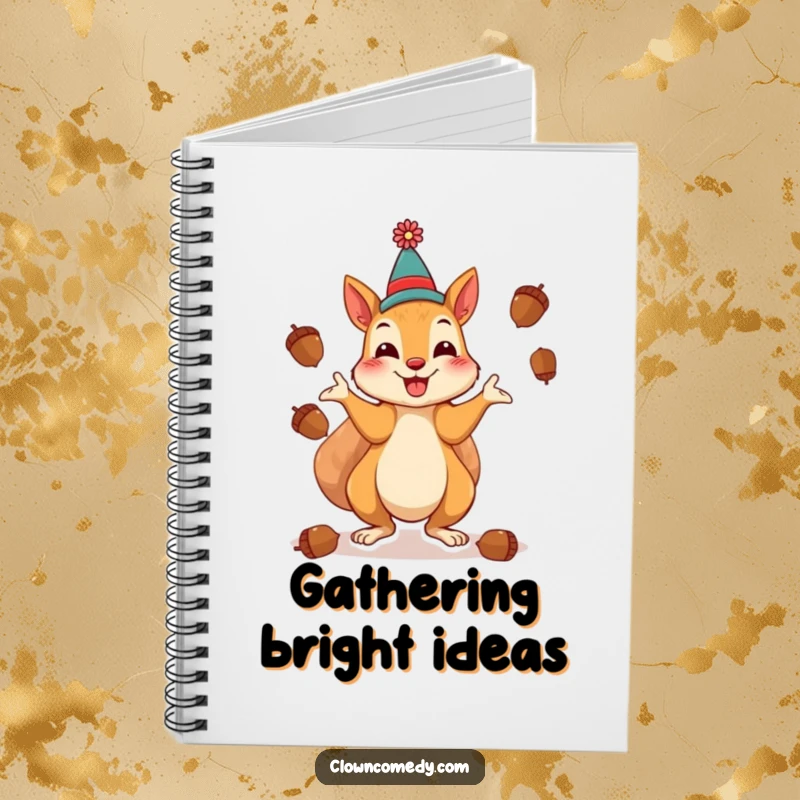 Funny Squirrel Clown Notebook: A cheerful squirrel as a clown, playfully juggling acorns, for jotting down nutty ideas.