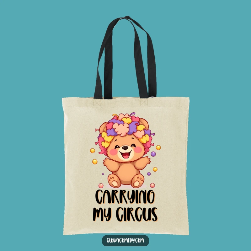 Funny Clown Bear Tote Bag: Giggling Cub Juggling Balls, Practical and Funny Gift!